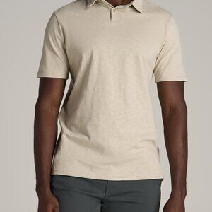 American Tall Slub Self Collar Tall Polo Shirt in Stone Size XLXL / Tall / Stone